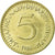 Moneta, Jugosławia, 5 Dinara, 1986, AU(50-53), Mosiądz niklowy, KM:88