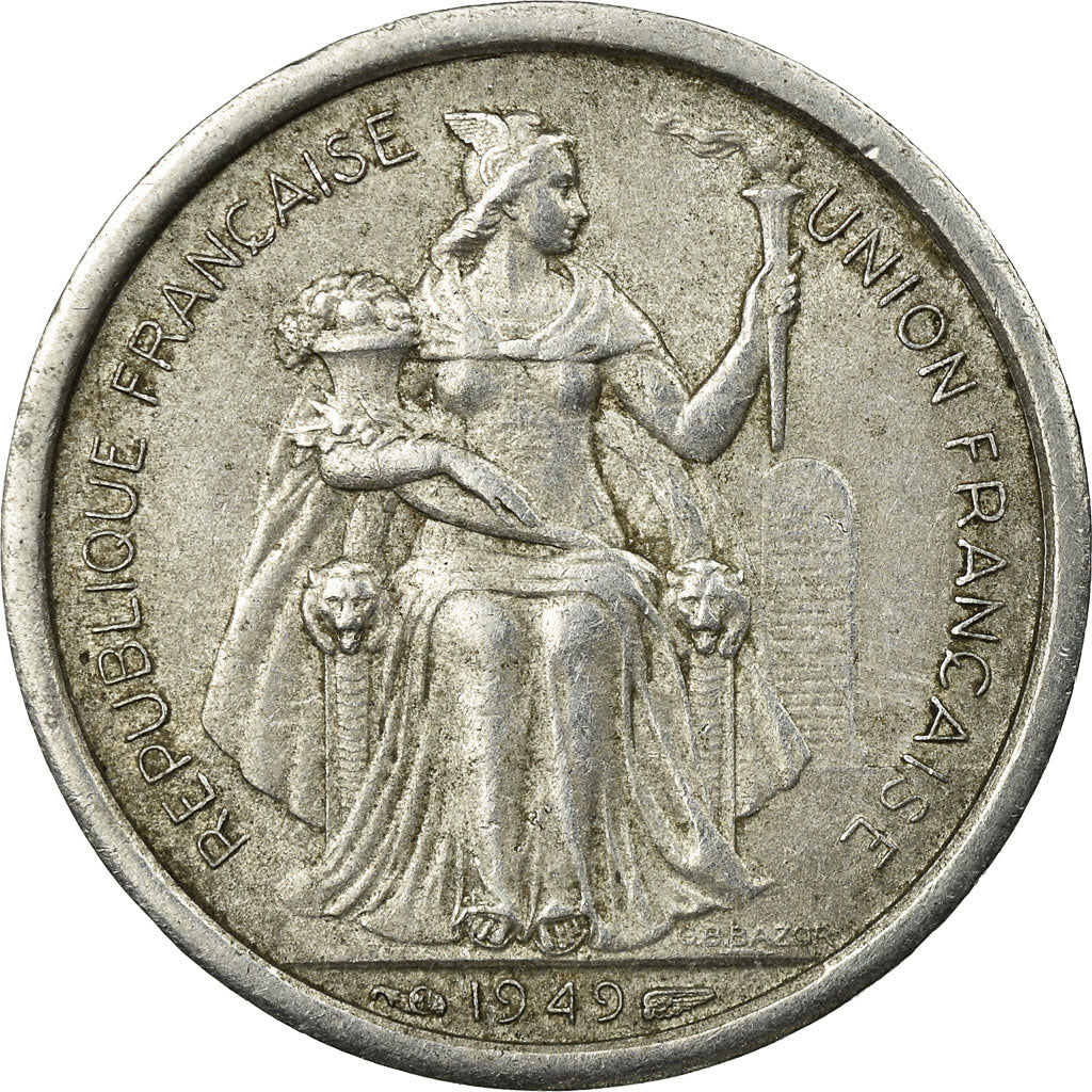 Coin, FRENCH OCEANIA, Franc, 1949, VF(30-35), Aluminum, KM:2