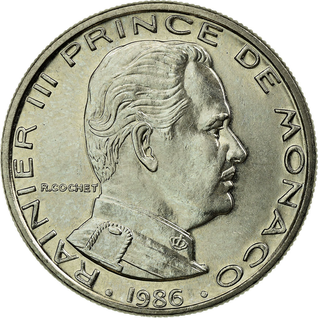 Coin, Monaco, Rainier III, Franc, 1986, AU(55-58), Nickel, KM:140