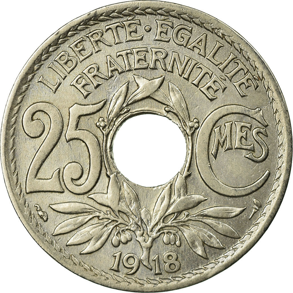 Coin, France, Lindauer, 25 Centimes, 1918, AU(55-58), Copper-nickel, KM:867a