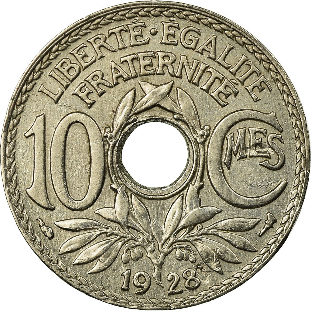 Munten, Frankrijk, Lindauer, 10 Centimes, 1928, ZF, Copper-nickel, KM:866a
