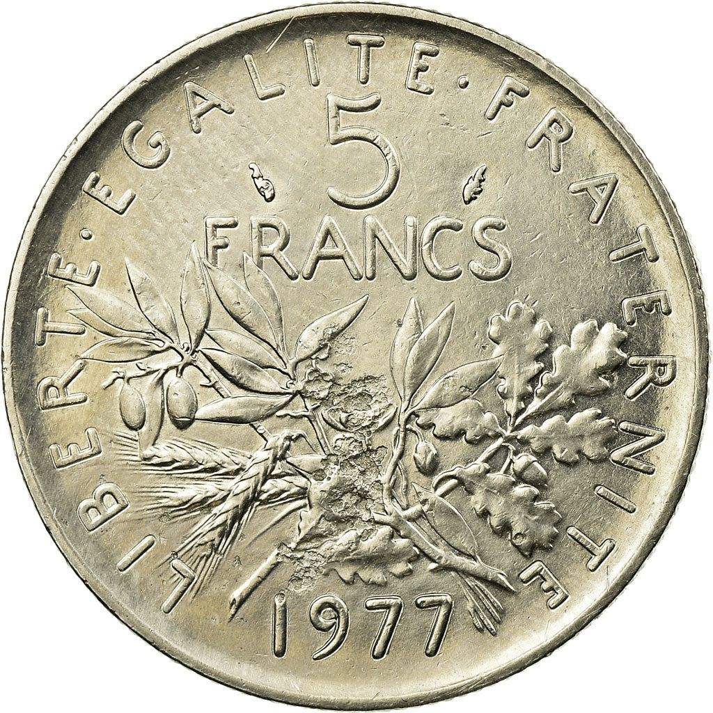 Coin, France, Semeuse, 5 Francs, 1977, Paris, EF(40-45), Nickel Clad