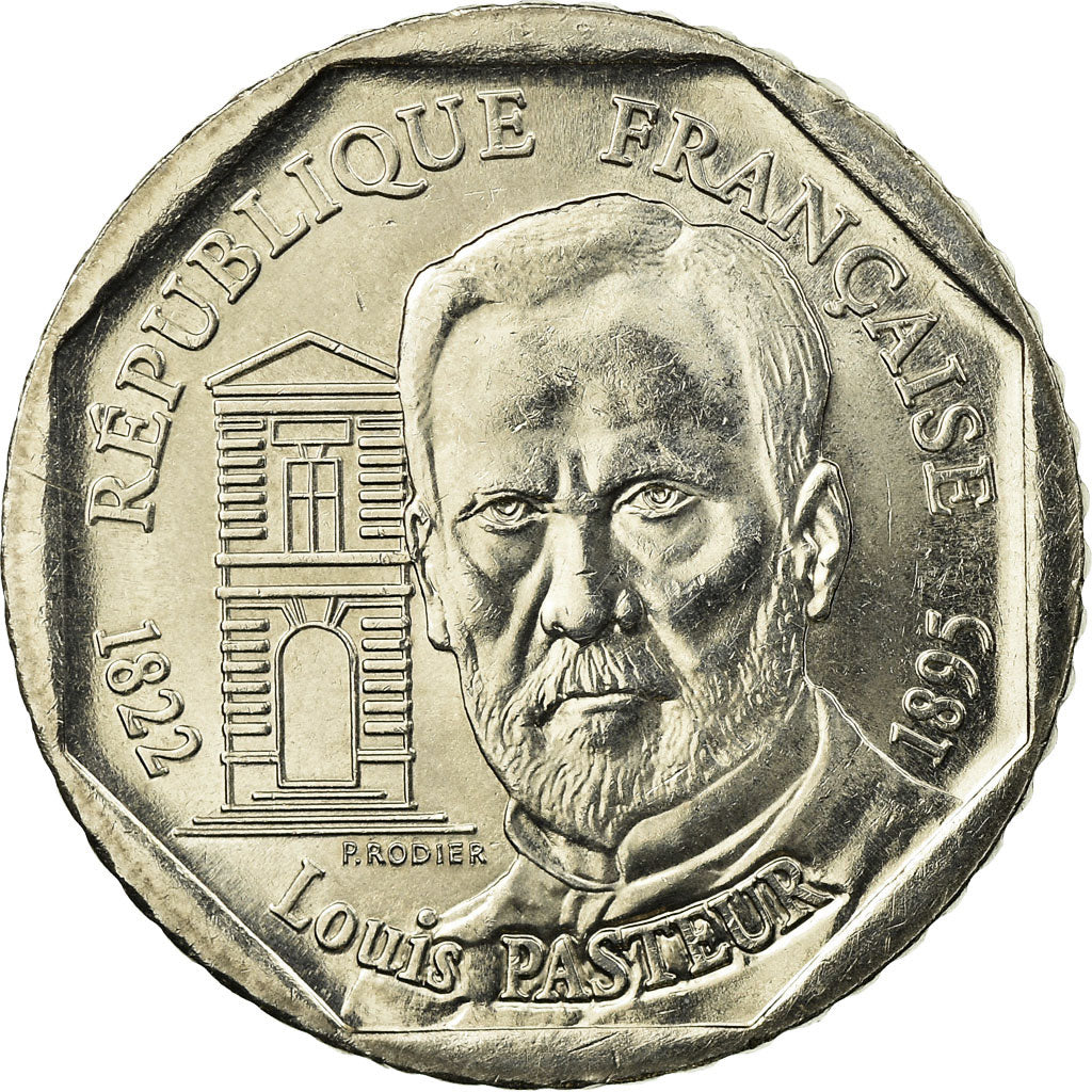 Coin, France, Pasteur, 2 Francs, 1995, MS(60-62), Nickel, KM:1119, Gadoury:549