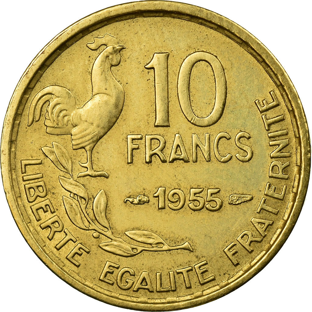 Coin, France, Guiraud, 10 Francs, 1955, Paris, VF(30-35), Aluminum-Bronze