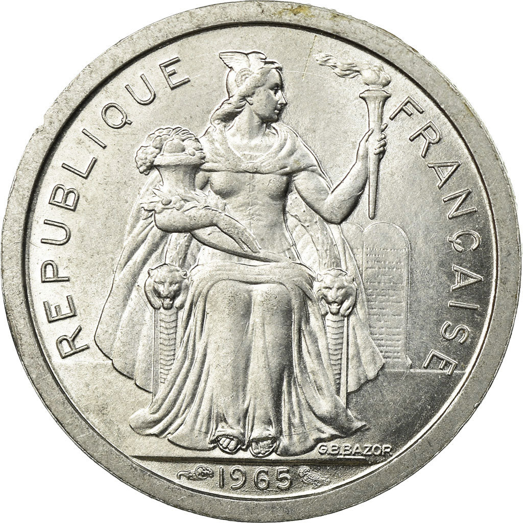 Coin, French Polynesia, Franc, 1965, AU(55-58), Aluminum, KM:2