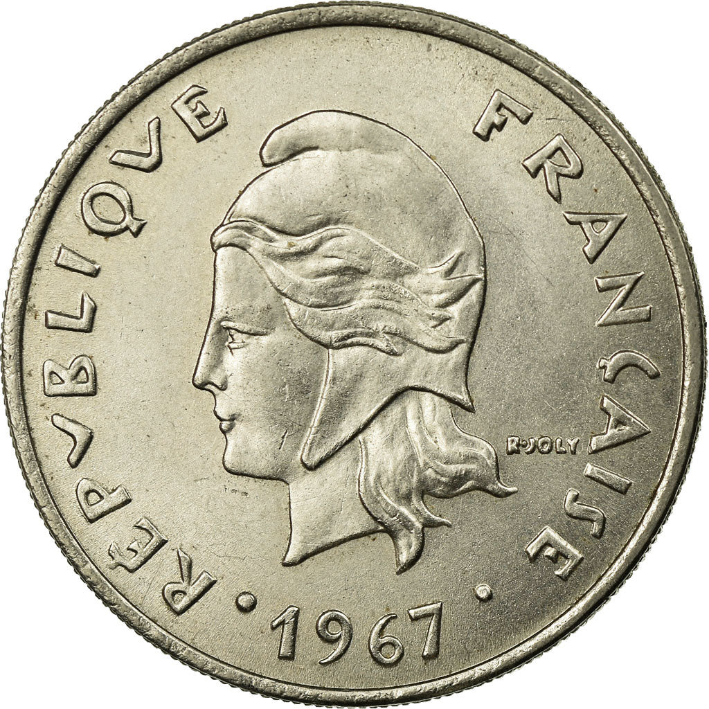 Coin, French Polynesia, 20 Francs, 1967, Paris, AU(55-58), Nickel, KM:6