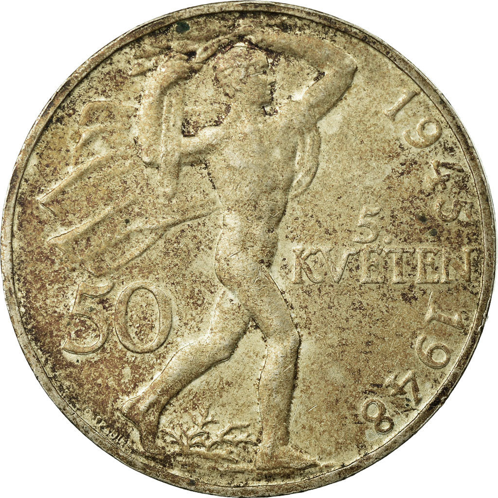 Coin, Czechoslovakia, 50 Korun, 1948, VF(30-35), Silver, KM:25