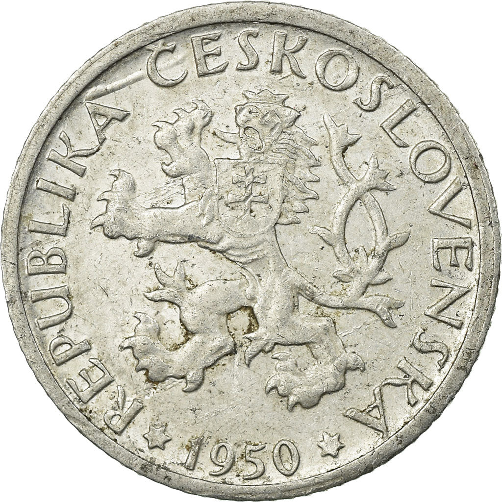 Coin, Czechoslovakia, Koruna, 1950, EF(40-45), Aluminum, KM:22
