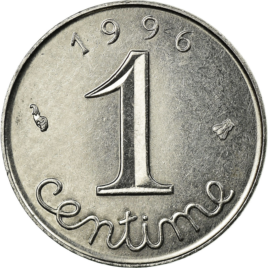 Moeda, França, Épi, Centime, 1996, Paris, AU(55-58), Aço Inoxidável, KM:928