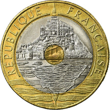 Coin, France, Mont Saint Michel, 20 Francs, 1994, AU(55-58), Tri-Metallic