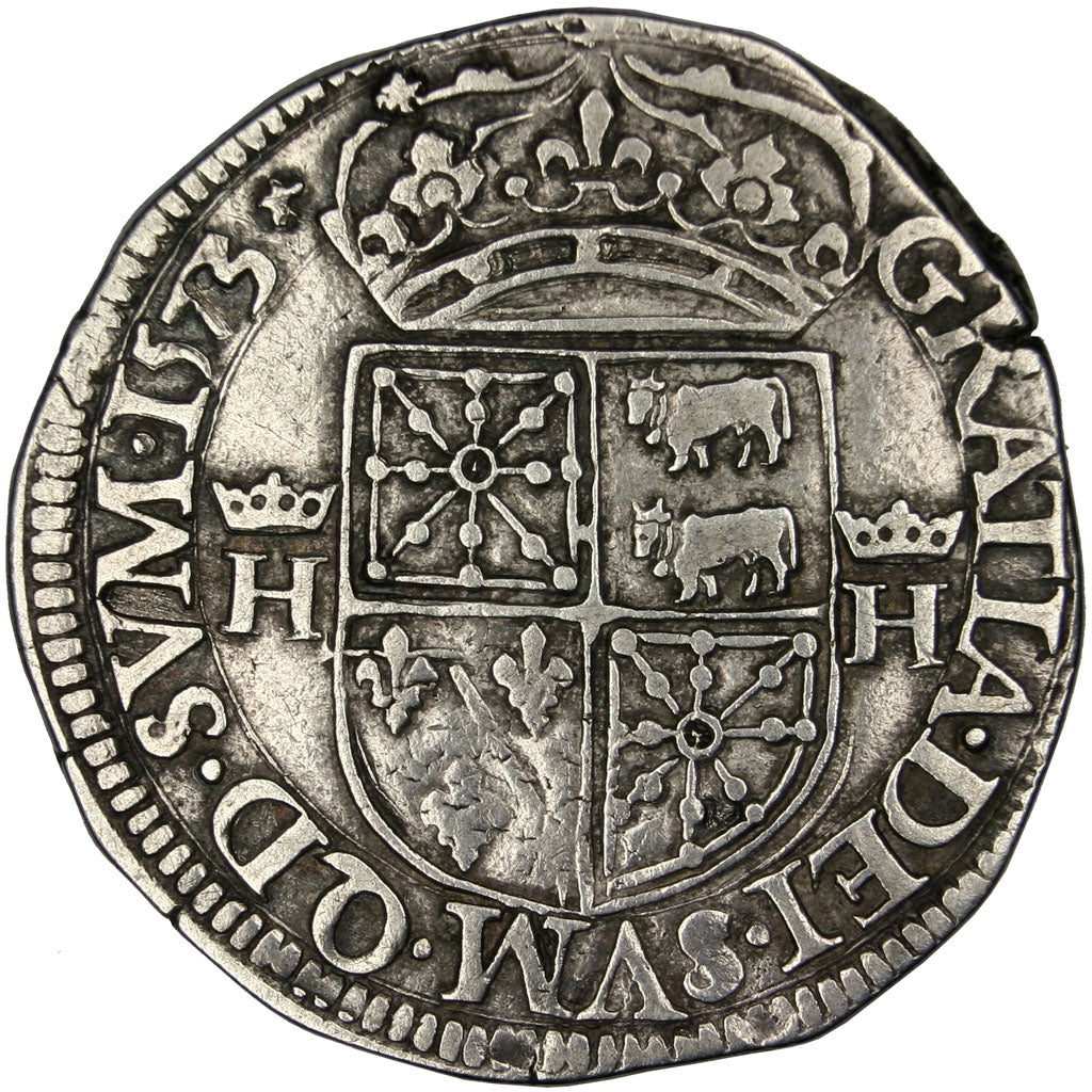 FRANCE, Teston, 1573, Morlaas, EF(40-45), Silver, Boudeau #604, 9.39