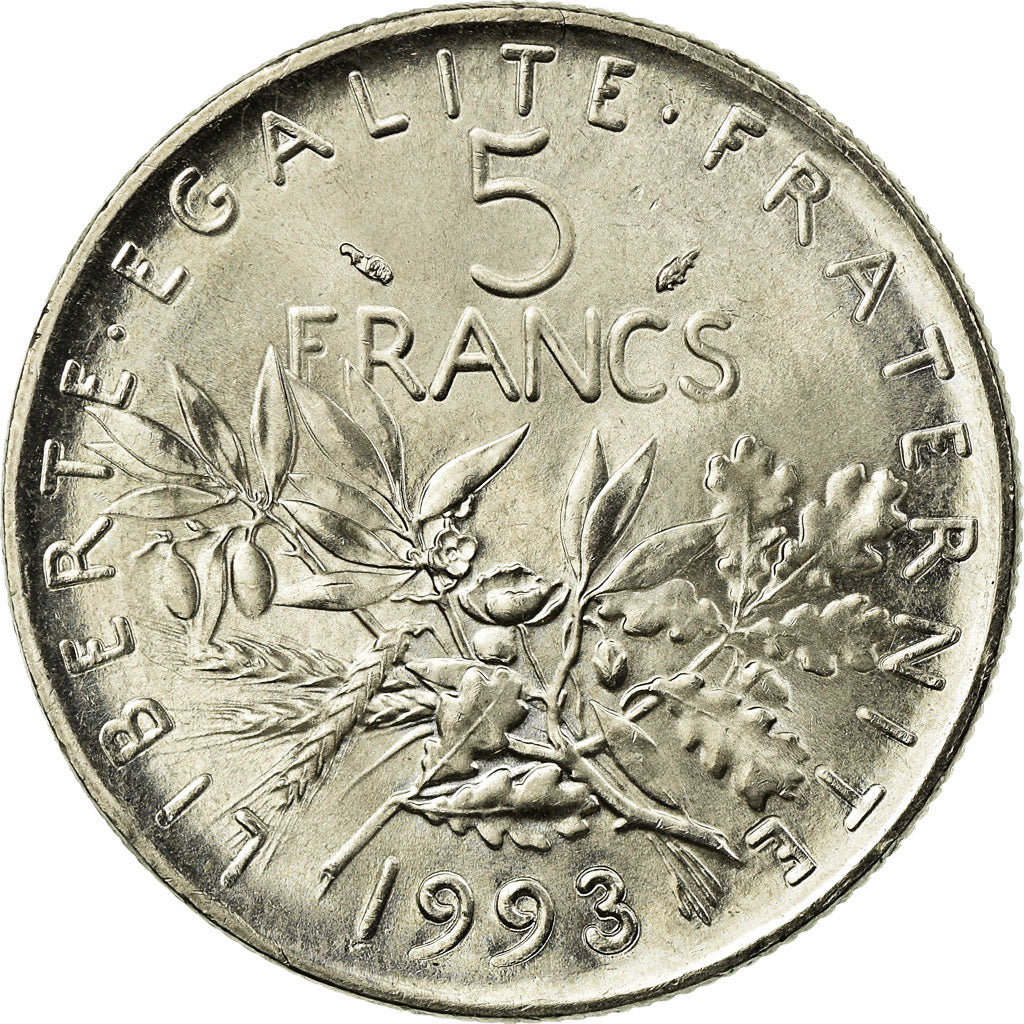 Coin, France, Semeuse, 5 Francs, 1993, Paris, MS(60-62), Nickel Clad