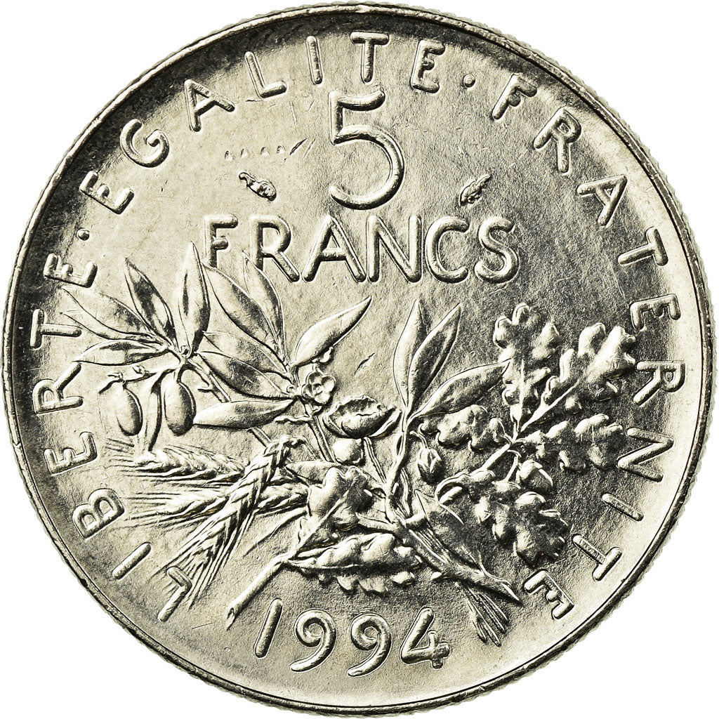 Coin, France, Semeuse, 5 Francs, 1994, Paris, AU(50-53), Nickel Clad