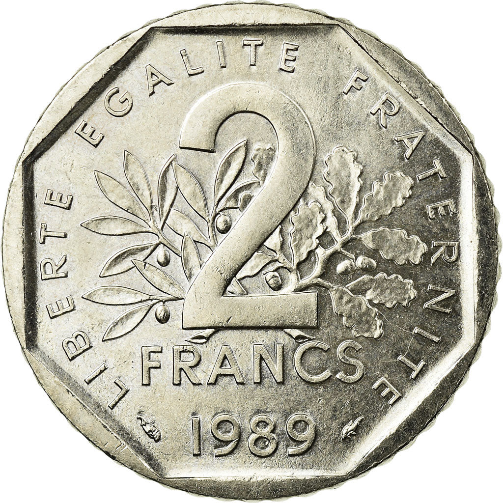 Münze, Frankreich, Semeuse, 2 Francs, 1989, VZ, Nickel, KM:942.1, Gadoury:547