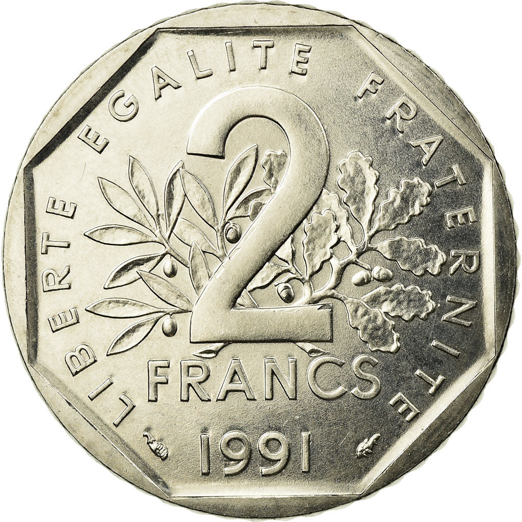 Moneta, Francia, Semeuse, 2 Francs, 1991, SPL-, Nichel, KM:942.2, Gadoury:547