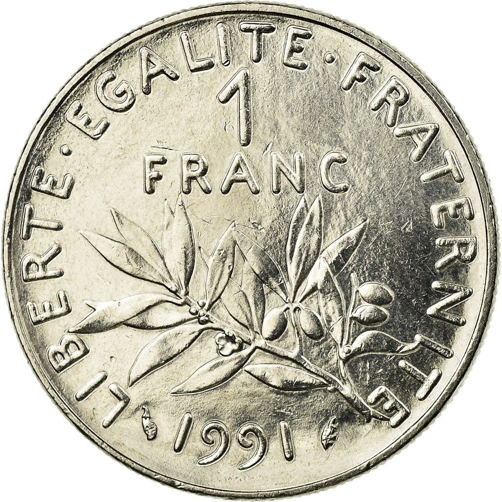 Münze, Frankreich, Semeuse, Franc, 1991, Paris, VZ, Nickel, KM:925.1