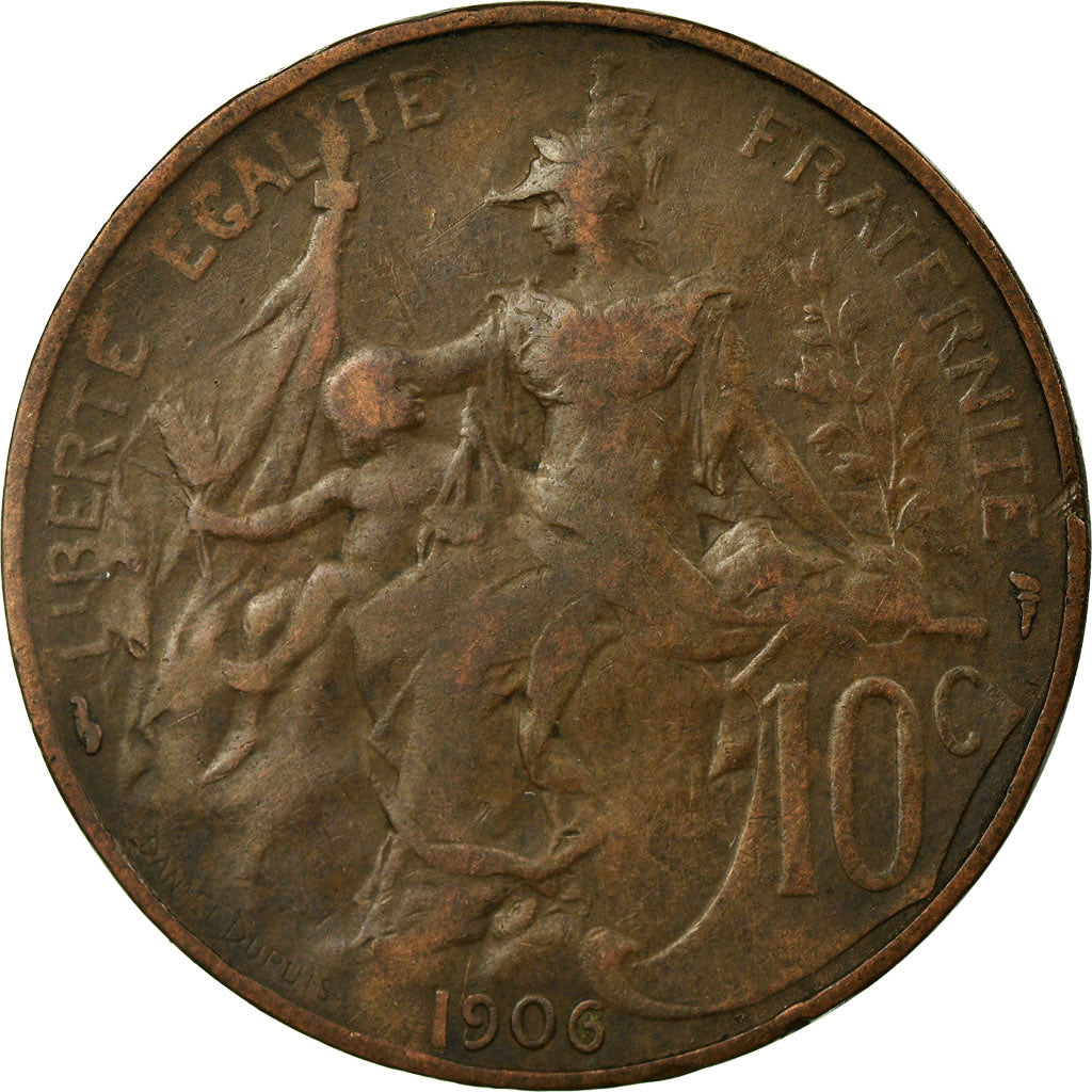 Münze, Frankreich, Dupuis, 10 Centimes, 1906, Paris, S+, Bronze, KM:843