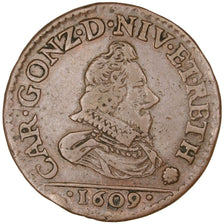 Moneta, STATI FRANCESI, NEVERS & RETHEL, 2 Liard, 1610, Charleville, BB+, Rame