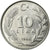 Moneda, Turquía, 10 Lira, 1986, MBC+, Aluminio, KM:964