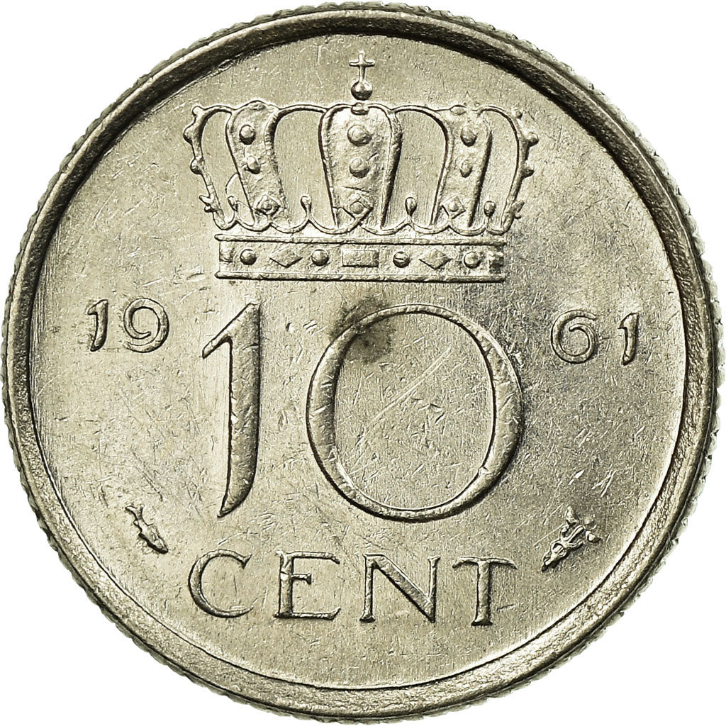 Münze, Niederlande, Juliana, 10 Cents, 1961, SS, Nickel, KM:182