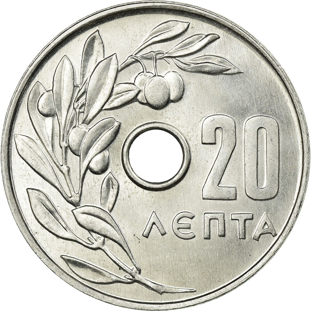 Moneta, Grecja, 20 Lepta, 1969, MS(60-62), Aluminium, KM:79
