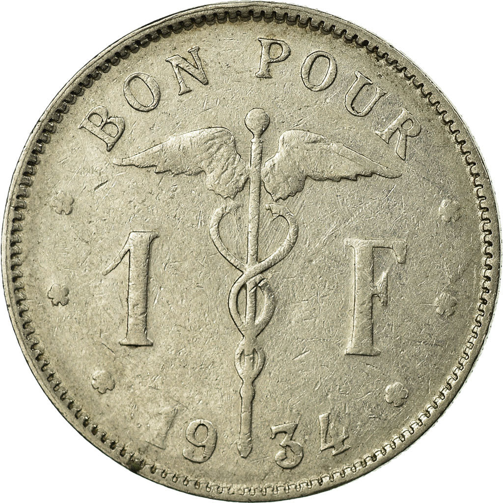 Coin, Belgium, Franc, 1934, VF(30-35), Nickel, KM:89