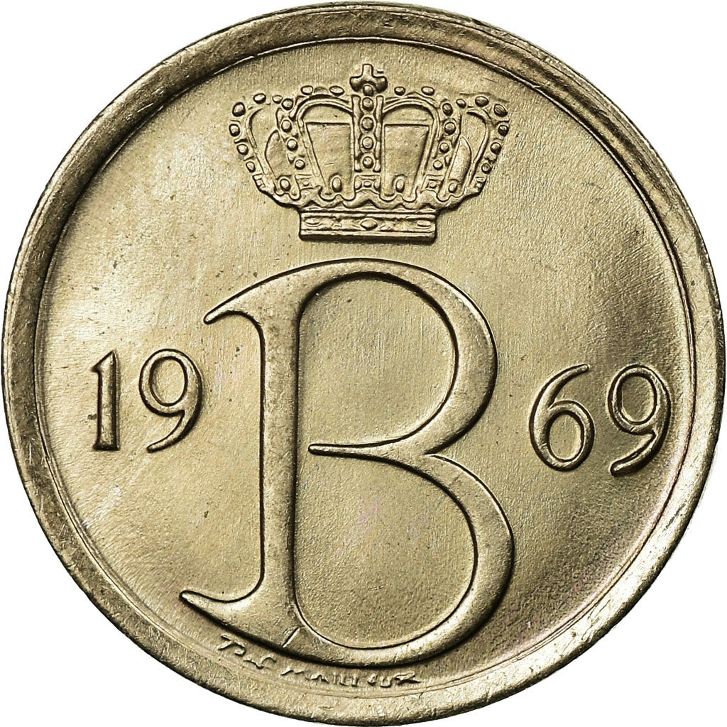 Coin, Belgium, 25 Centimes, 1969, Brussels, MS(60-62), Copper-nickel, KM:154.1