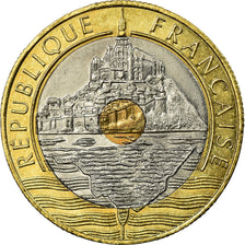 Coin, France, Mont Saint Michel, 20 Francs, 1992, AU(55-58), Tri-Metallic
