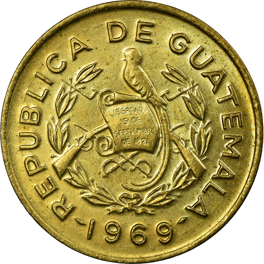 Moeda, Guatemala, Centavo, Un, 1969, MS(60-62), Latão, KM:265