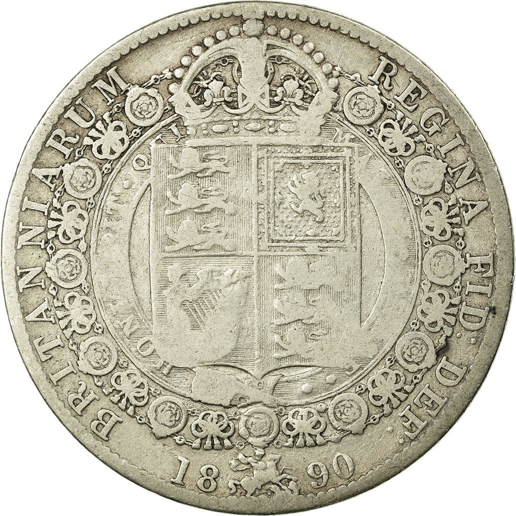 Coin, Great Britain, Victoria, 1/2 Crown, 1890, VF(20-25), Silver, KM:764