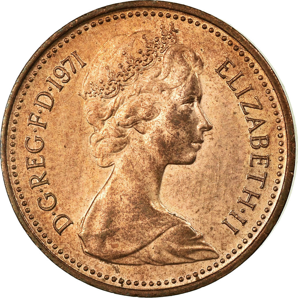Coin, Great Britain, Elizabeth II, New Penny, 1971, AU(55-58), Bronze, KM:915