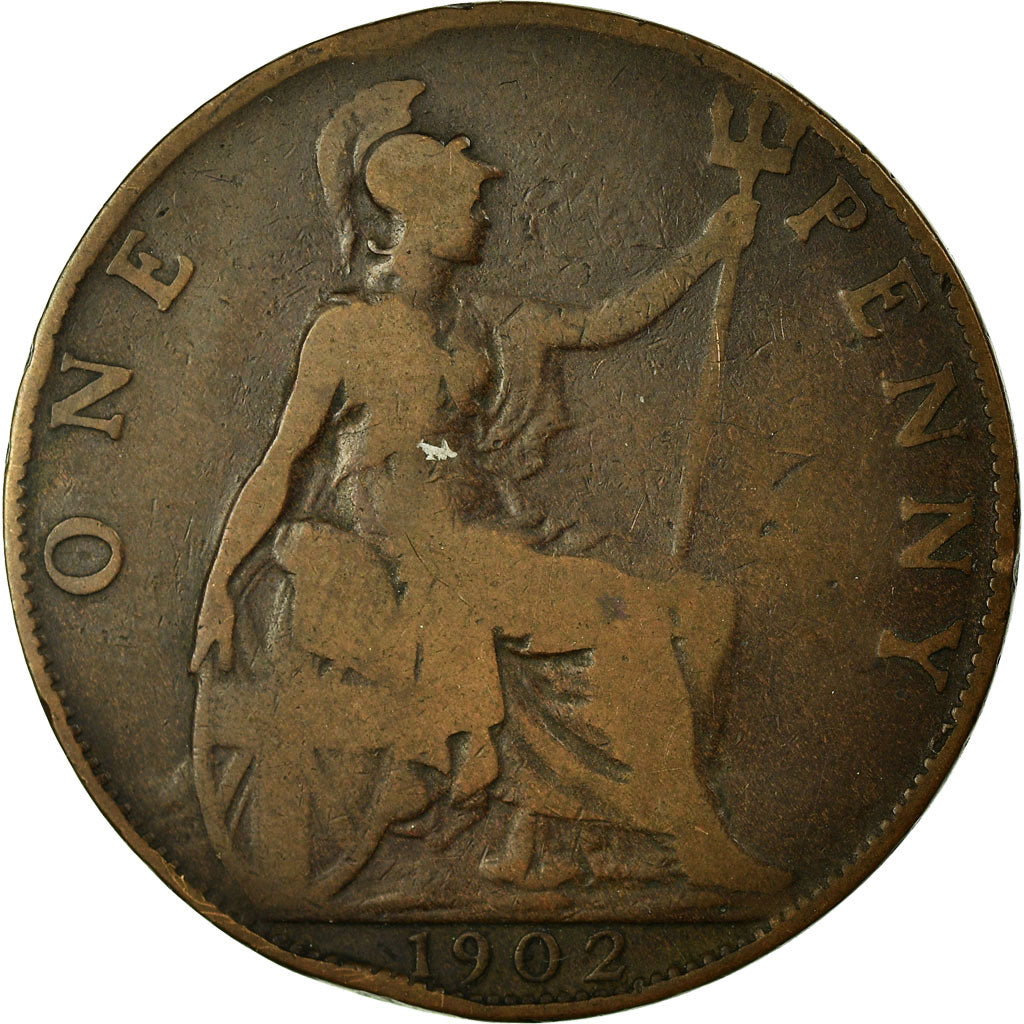 Coin, Great Britain, Edward VII, Penny, 1902, VF(20-25), Bronze, KM:794.2