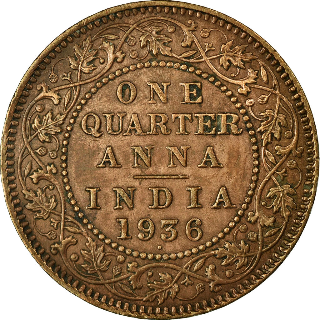 Coin, INDIA-BRITISH, George V, 1/4 Anna, 1936, Bombay, EF(40-45), Bronze, KM:512