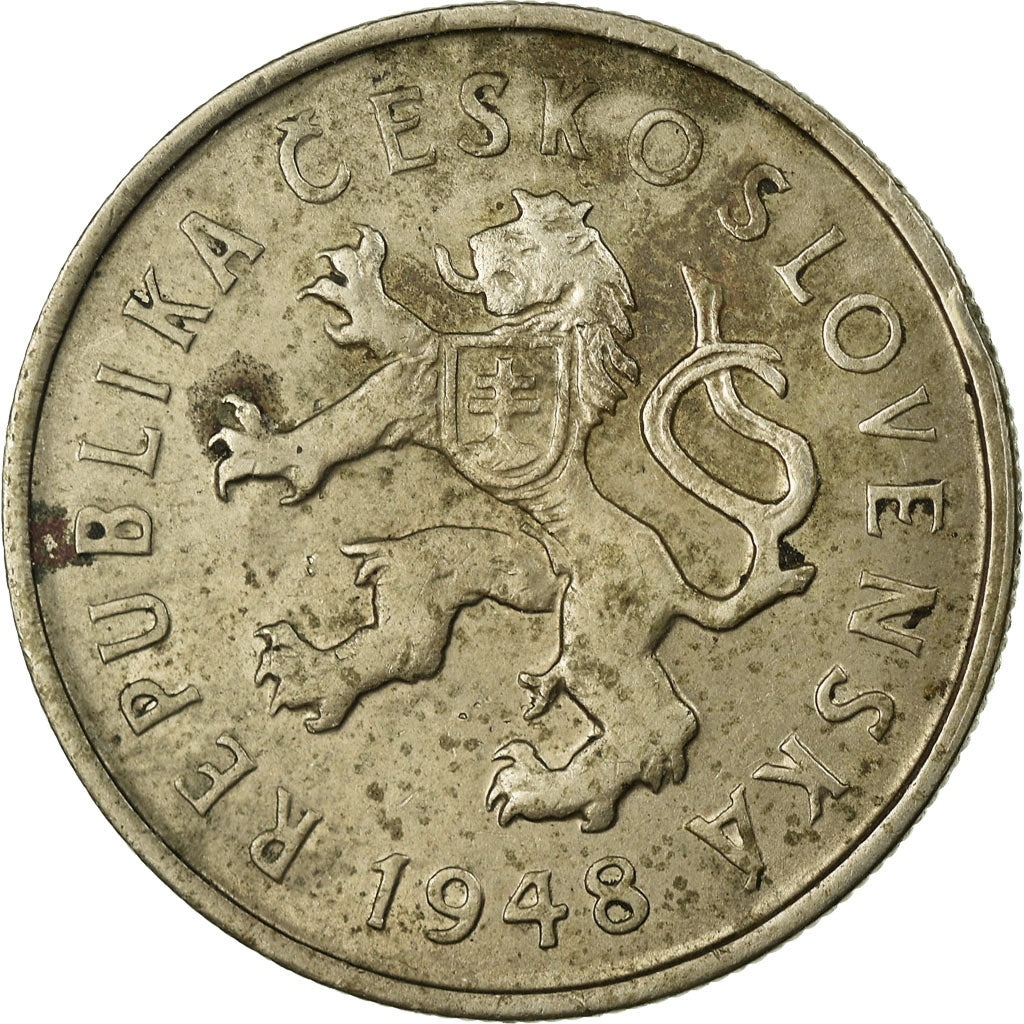 Moneta, Cecoslovacchia, 2 Koruny, 1948, BB, Rame-nichel, KM:23
