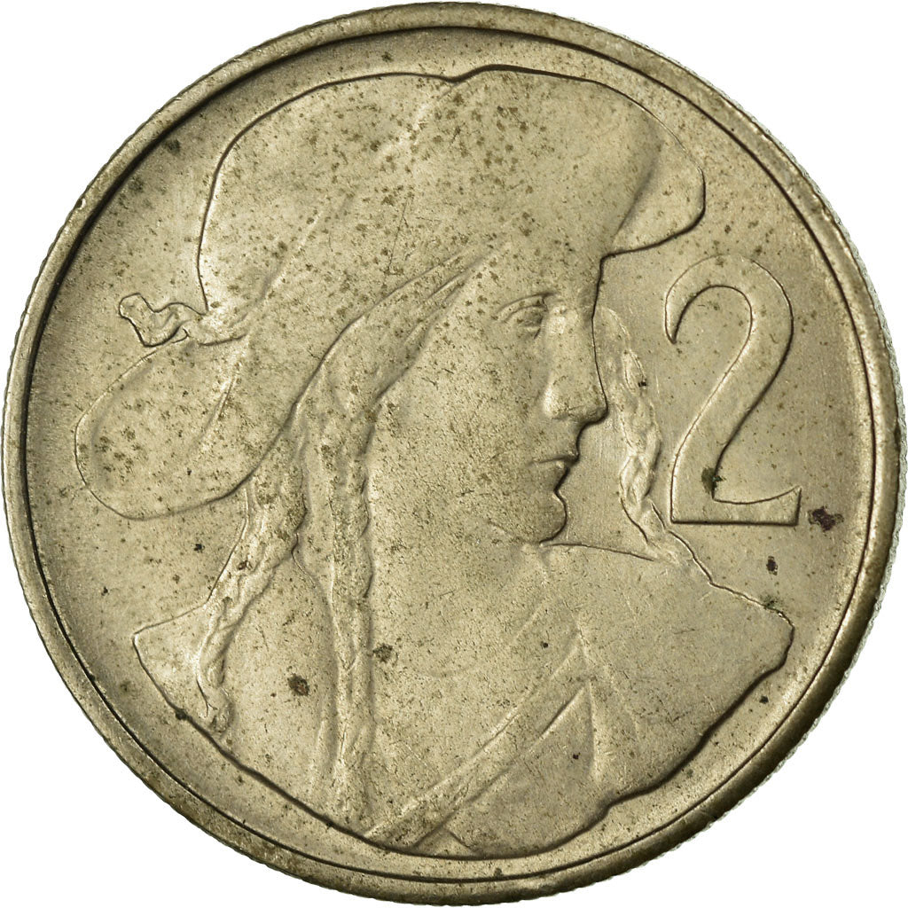 Coin, Czechoslovakia, 2 Koruny, 1948, AU(50-53), Copper-nickel, KM:23