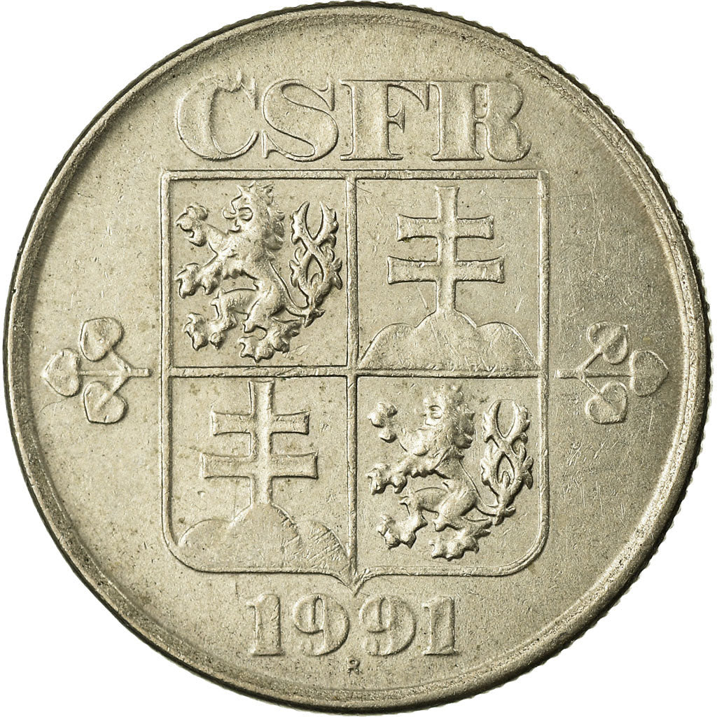 Coin, Czechoslovakia, 50 Haleru, 1991, AU(50-53), Copper-nickel, KM:144