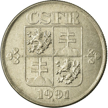 Coin, Czechoslovakia, 50 Haleru, 1991, AU(50-53), Copper-nickel, KM:144
