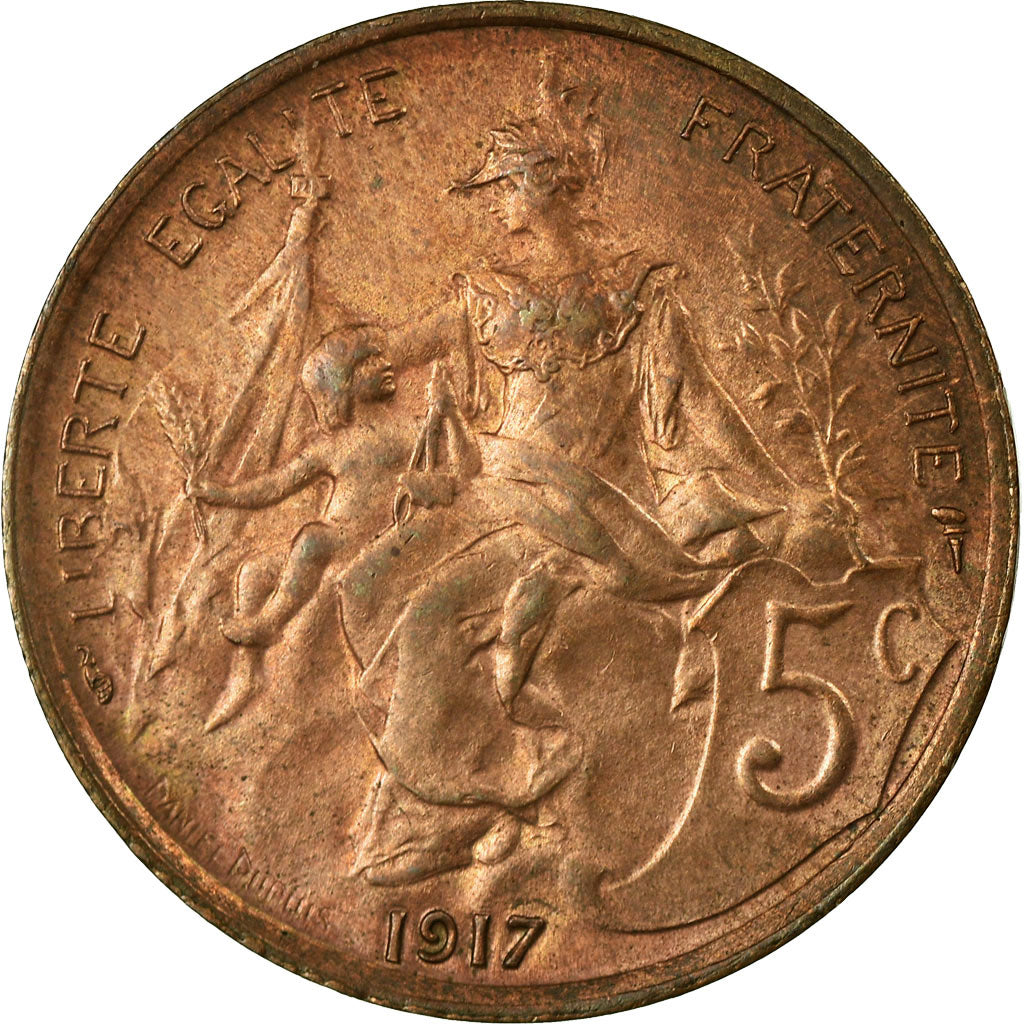 Monnaie, France, Dupuis, 5 Centimes, 1917, Paris, TTB, Bronze, Gadoury:165