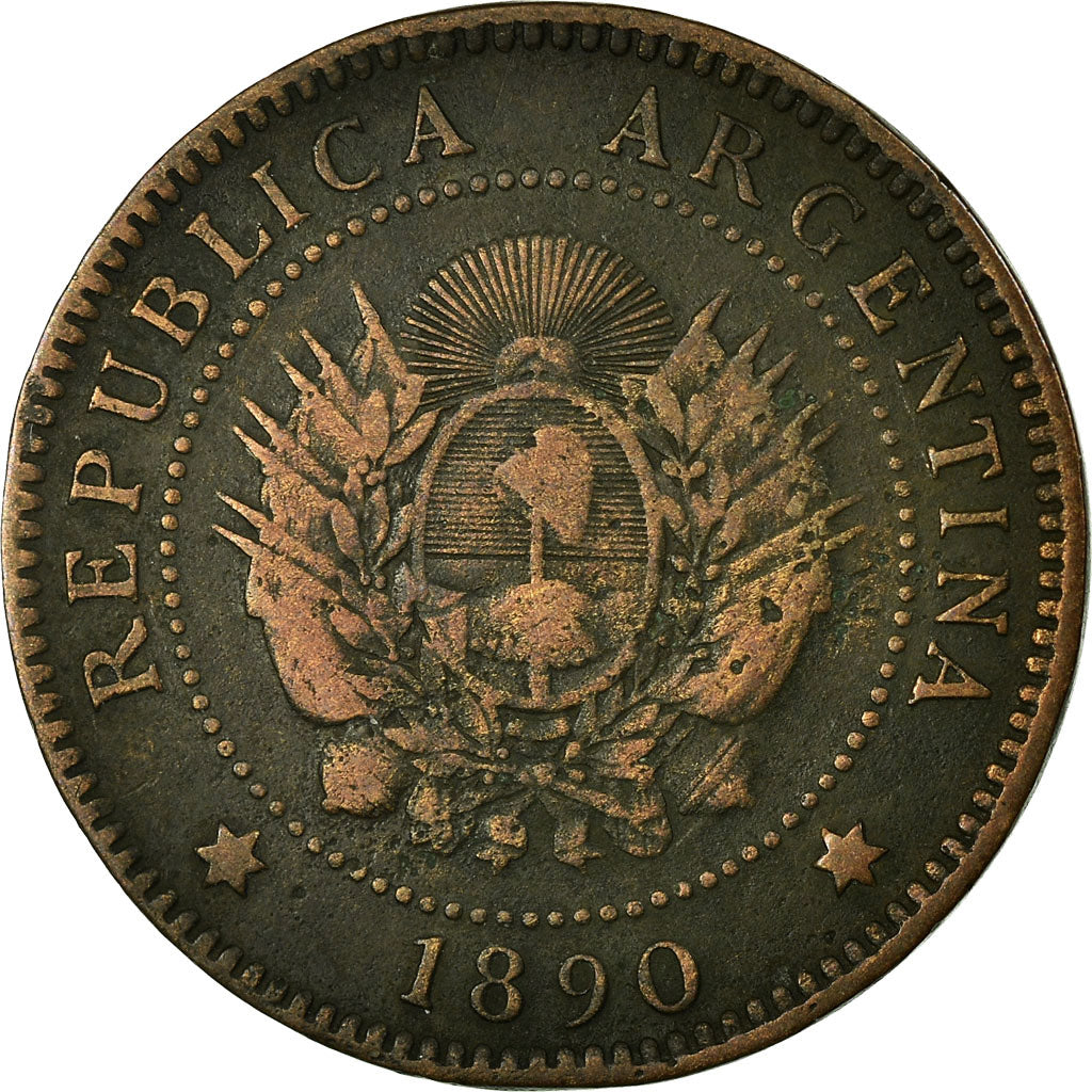 Moneta, Argentina, Centavo, 1890, VF(20-25), Bronze, KM:32