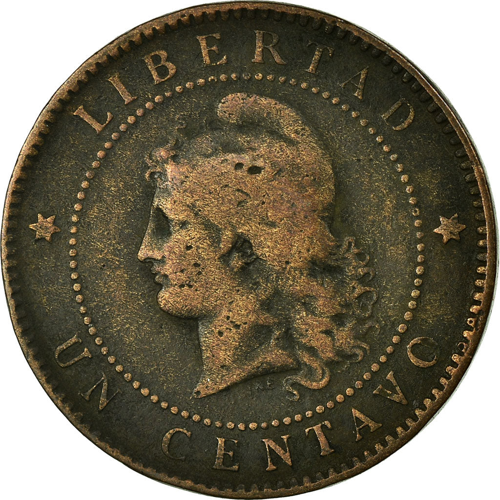 Moneta, Argentina, Centavo, 1890, VF(20-25), Bronze, KM:32