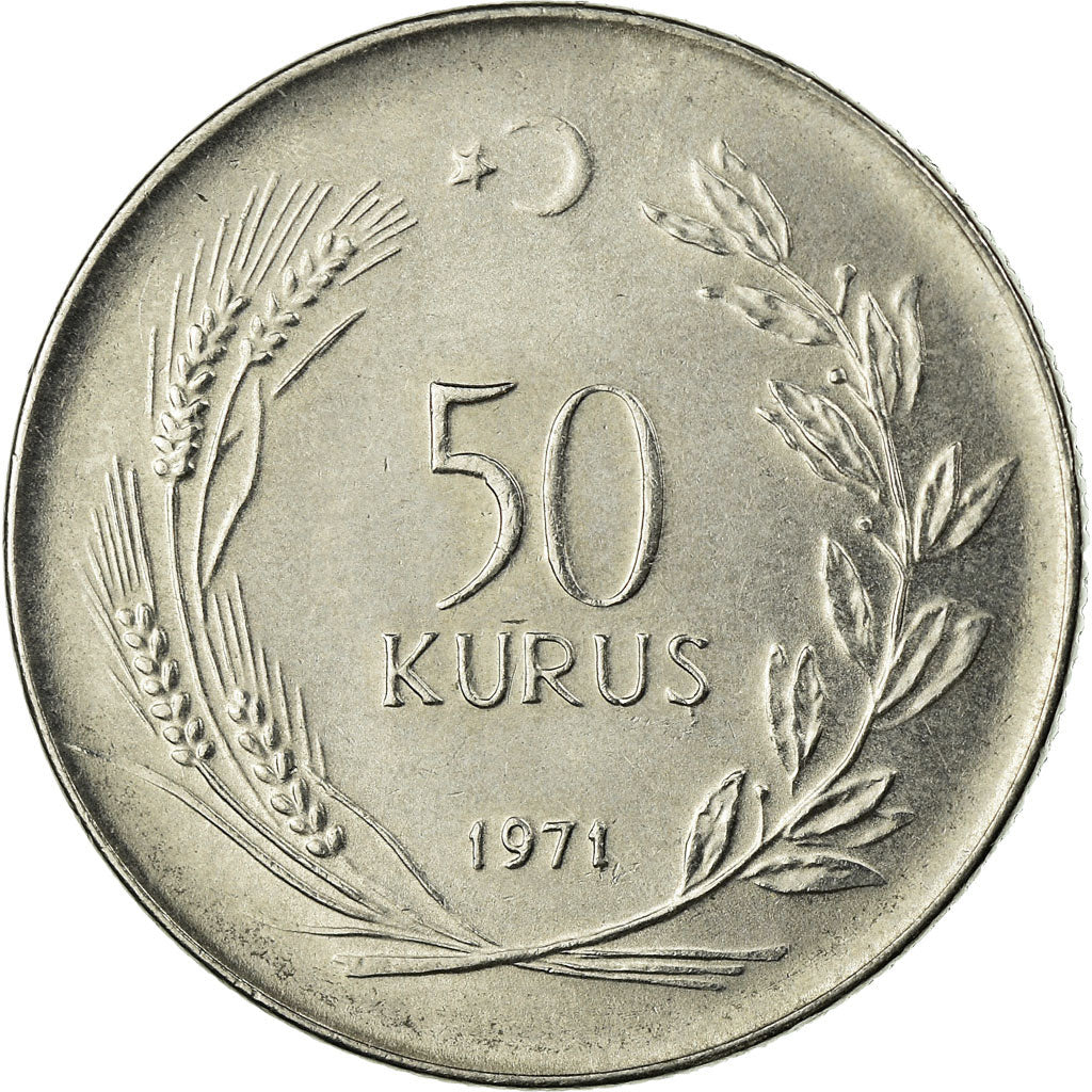 Coin, Turkey, 50 Kurus, 1971, AU(50-53), Stainless Steel, KM:899