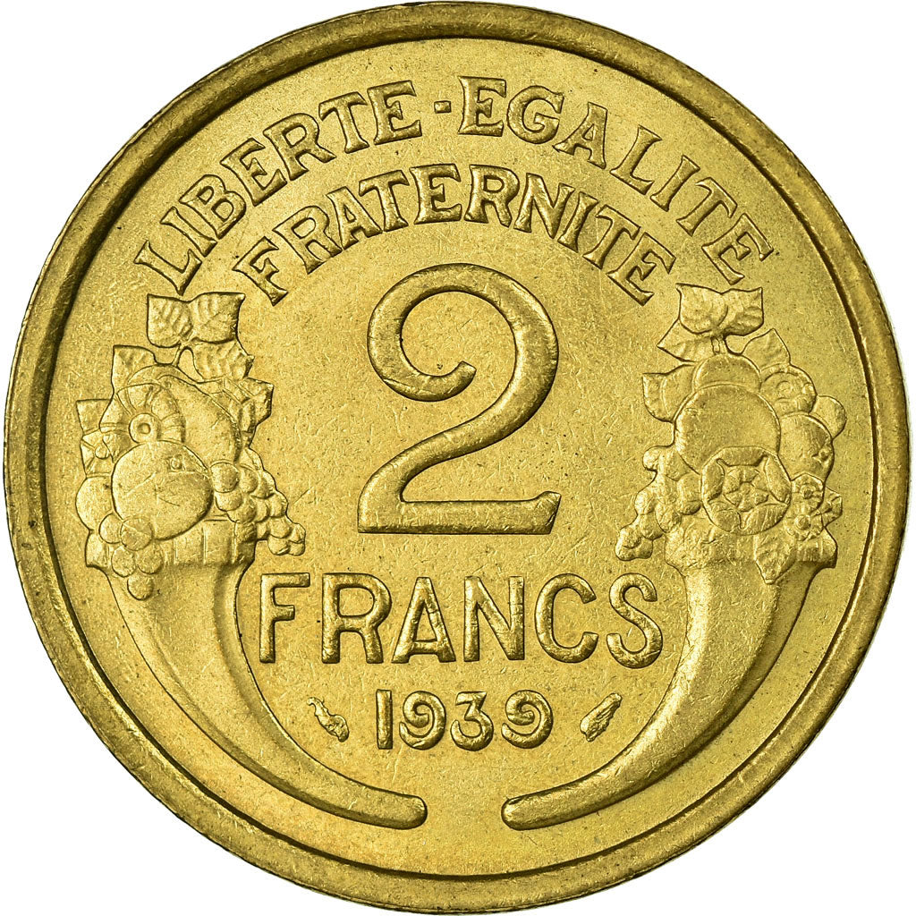 Münze, Frankreich, Morlon, 2 Francs, 1939, VZ, Aluminum-Bronze, KM:886