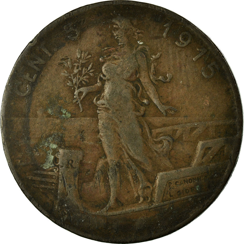 Monnaie, Italie, Vittorio Emanuele III, 5 Centesimi, 1915, Rome, B+, Bronze