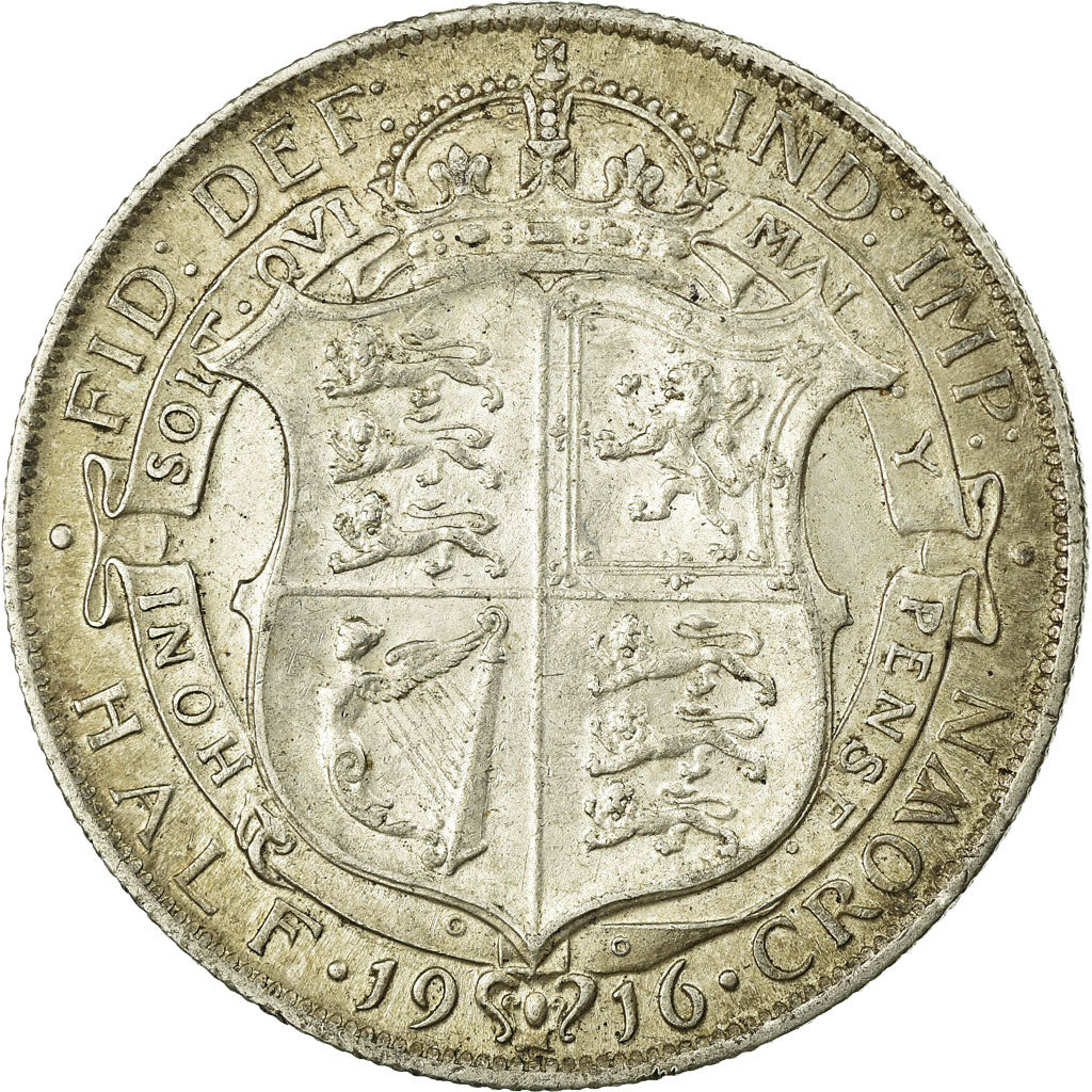 Coin, Great Britain, George V, 1/2 Crown, 1916, EF(40-45), Silver, KM:818.1