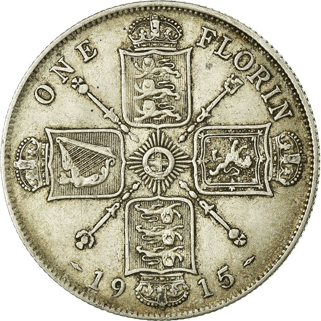 Coin, Great Britain, George V, Florin, Two Shillings, 1915, VF(30-35), Silver