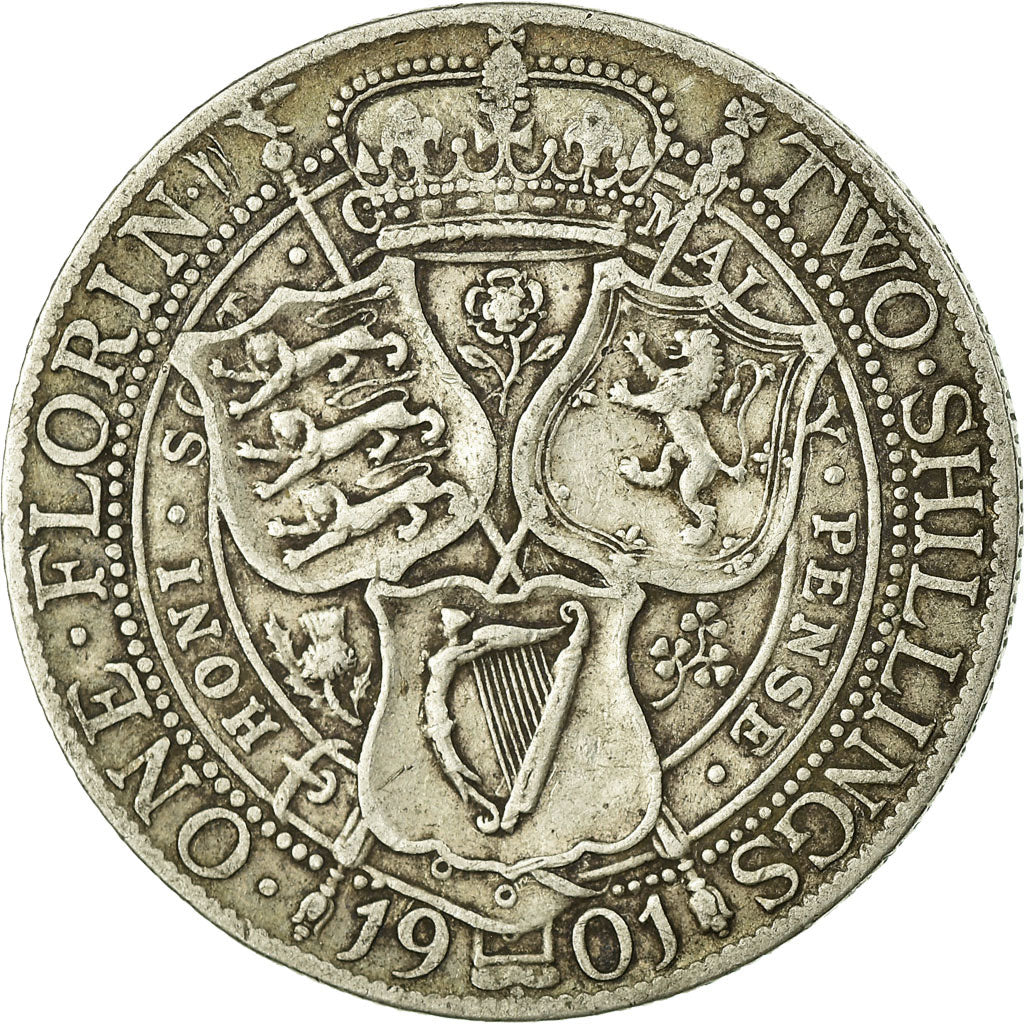 Coin, Great Britain, Victoria, Florin, Two Shillings, 1901, VF(30-35), Silver