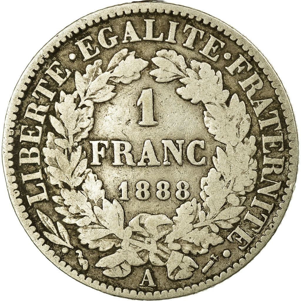 Münze, Frankreich, Cérès, Franc, 1888, Paris, SGE+, Silber, KM:822.1
