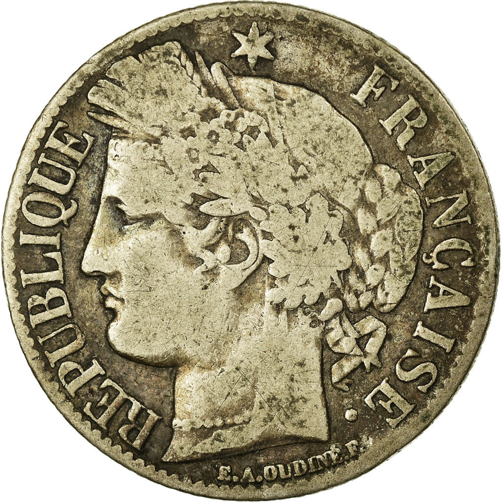 Coin, France, Cérès, Franc, 1871, Paris, VF(20-25), Silver, KM:822.1