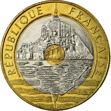 Coin, France, Mont Saint Michel, 20 Francs, 1992, AU(55-58), Tri-Metallic