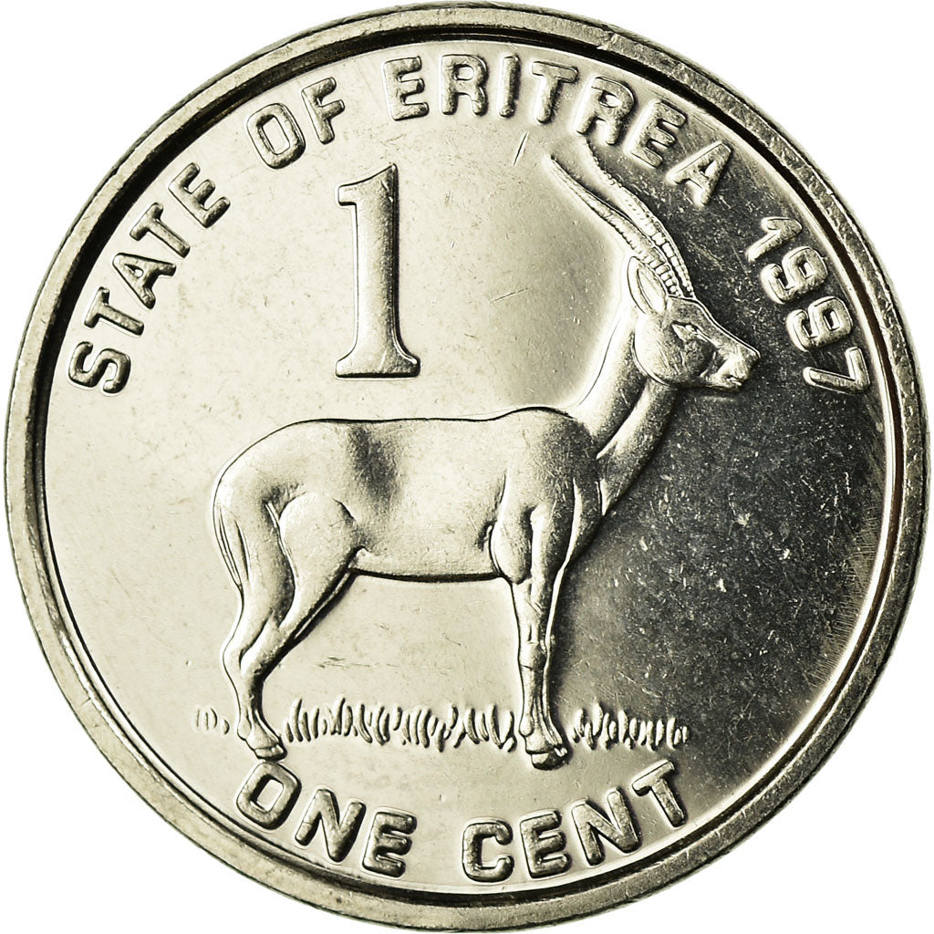 Coin, Eritrea, Cent, 1997, MS(60-62), Nickel Clad Steel, KM:43